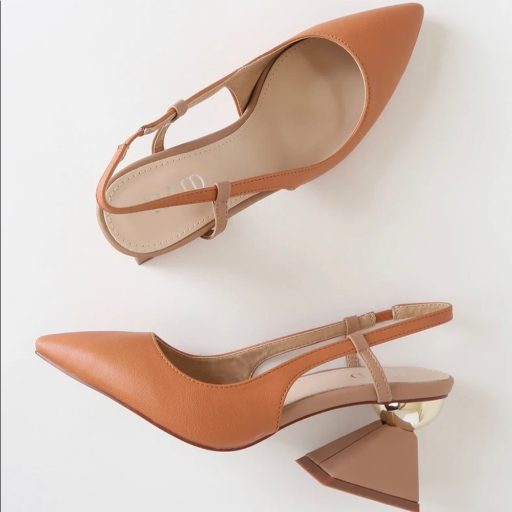 Dark Coral Pointed Toe Slingback Pumps